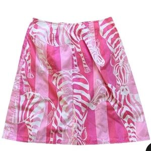 Lilly Pulitzer Pink & White Zebra-Striped A-Line Skirt